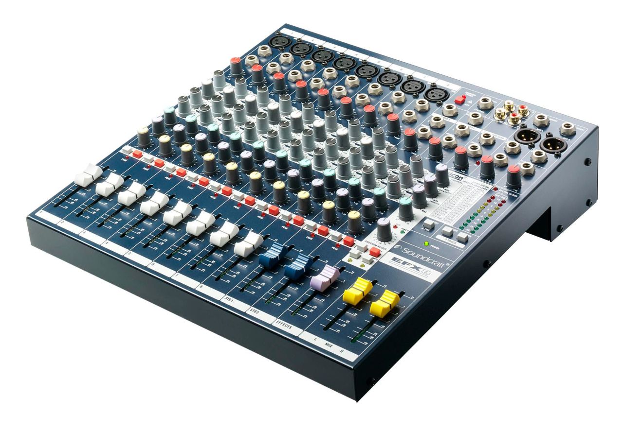 Soundcraft EFX8 8 Kanal Efektli Analog Mikser (8 mono 2 stereo) , Lexicon® Efektler , 3-band EQ