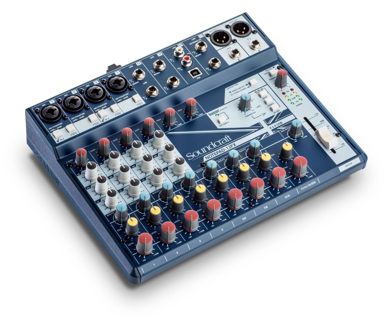 Soundcraft NOTEPAD-12FX 12 Kanal Ses Kartlı Efektli Mini Mikser (4 mono 4 stereo) , Lexicon® Efektler