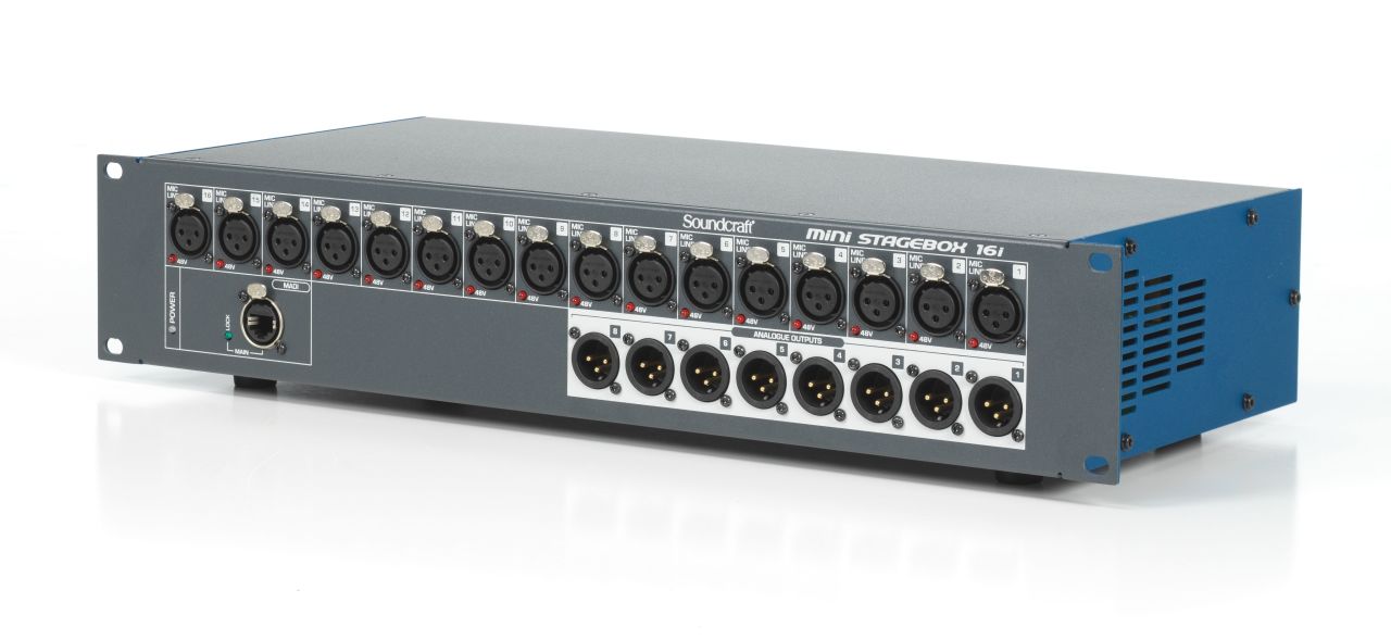Soundcraft MINI STAGEBOX 32R Mini Stage Box, Si Serisi için 32 mic preamps, 12 analog outs and dual MADI connections