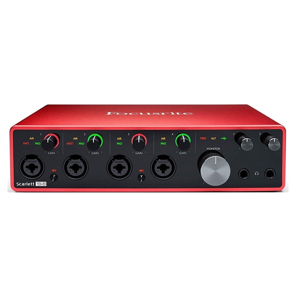 Focusrite SCARLETT 18i8 GEN3 4 Mik. Pre. Giriş + 4 Line Giriş - 4 Çıkış + Optik ve SPDIF ve MIDI Bağlantılı USB Ses Kartı