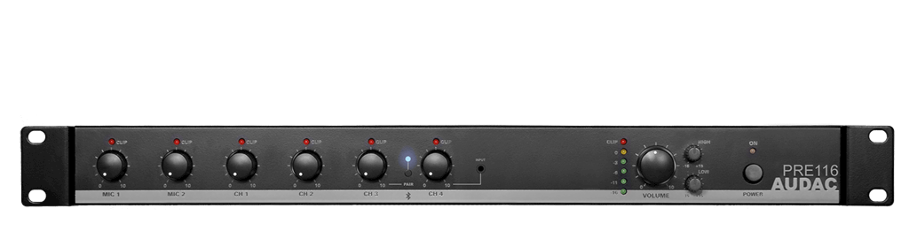 Audac PRE116 6 Giriş 1 Stereo Balanslı Çıkış ve Bluetooth'lu Preamfi