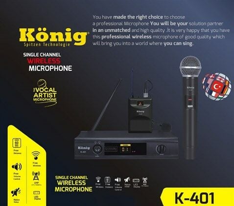 König K-401 Yaka + Headset Tek Kanal UHF Telsiz Mikrofon