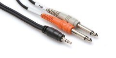 HOSA 3.5 mm. TRS (M) <-> Dual 1/4'' TS (M) Stereo Breakout kablo, 90 cm.
