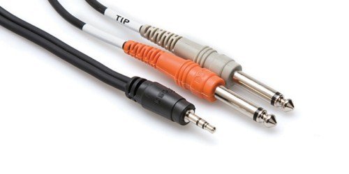 HOSA 3.5 mm. TRS (M) <-> Dual 1/4'' TS (M) Stereo Breakout kablo, 3 Mt.