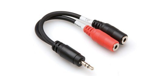 HOSA 3.5 mm. TRS (M) <-> Dual 3.5mm TS (F) Stereo Breakout kablo