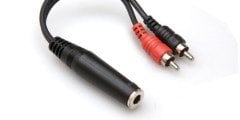 HOSA 1/4'' TRS (F) <-> Dual RCA (M) Stereo Breakout kablo