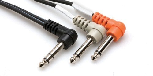 HOSA 1/4'' TRS (M) <-> Dual 1/4'' TS (M) 90 derece eğimli Insert kablo, 1 mt.