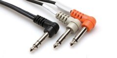 HOSA 1/4'' TRS (M) <-> Dual 1/4'' TS (M) 90 derece eğimli Insert kablo, 1 mt.