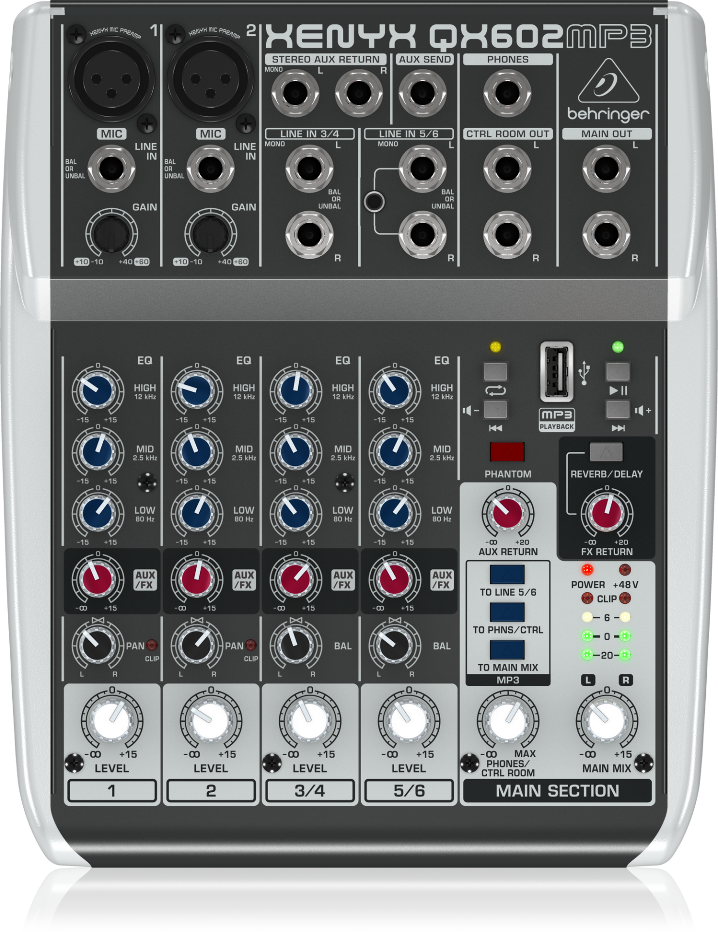 Behringer Xenyx QX602MP3 MP3 DESTEKLİ 6 KANAL MİKSER