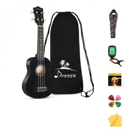 Donner DUS-10N Soprano Ukulele Seti Siyah