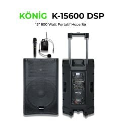 KÖNİG K-15600 DSP 800W 15 İNÇ AKTİF HOPARLÖR 1 EL + 1 YAKA MİKROFON