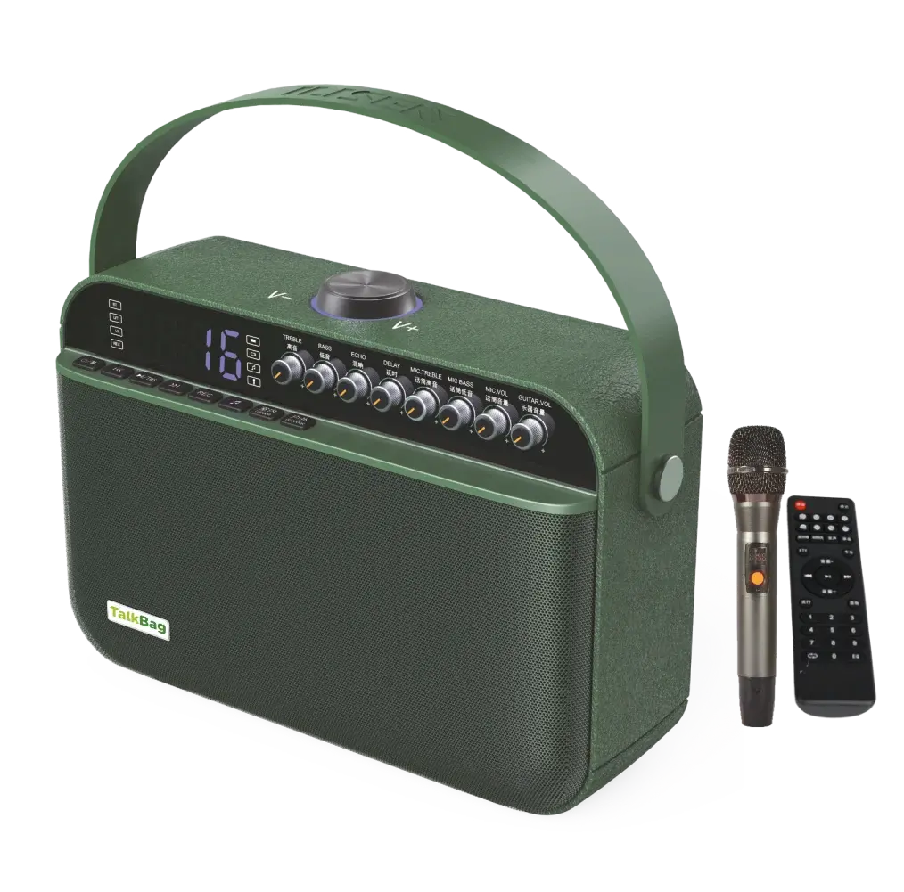 TALKBAG TB-100G 120W UHF EL TELSİZ MİKROFONLU TAŞINABİLİR HOPARLÖR YEŞİL